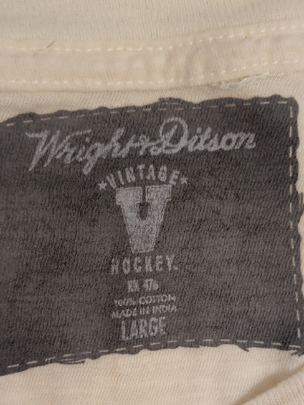 NHL Hartford Whaler's Hockey Team T Shirt Wright & Ditson Cream Tee 100% Cotton - Picture 3 of 7